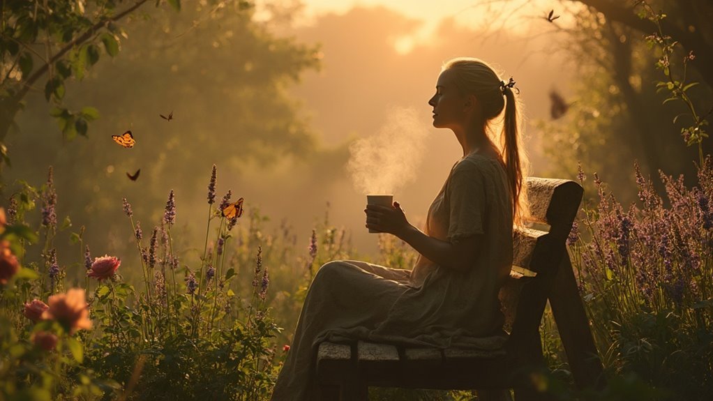 peaceful reflection natural surroundings stress relief mindfulness cultivation